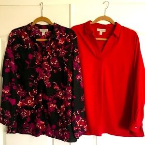 Lot of 2 | Dana Buchman Women’s V-Neck Long-Sleeve Blouses